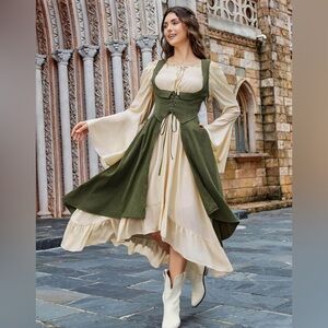 Ren Faire Green Corset Duster- Pockets- Size 2x- NWT
